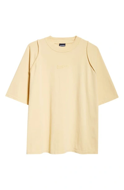 Shop Jacquemus Le T-shirt Camargue Embroidered Logo Organic Cotton Graphic T-shirt In Yellow