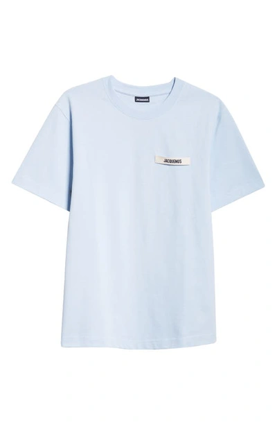 Shop Jacquemus Le T-shirt Grosgrain Cotton Logo T-shirt In Light Blue