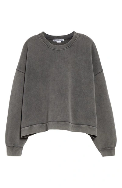 Acne Studios Fester Logo Patch Oversize Cotton Sweatshirt In Faded Black