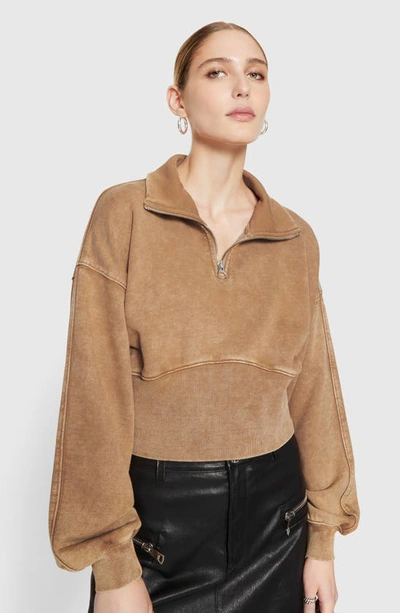 Shop Rebecca Minkoff Winnie Crop Pullover In Camel Vintage Wash