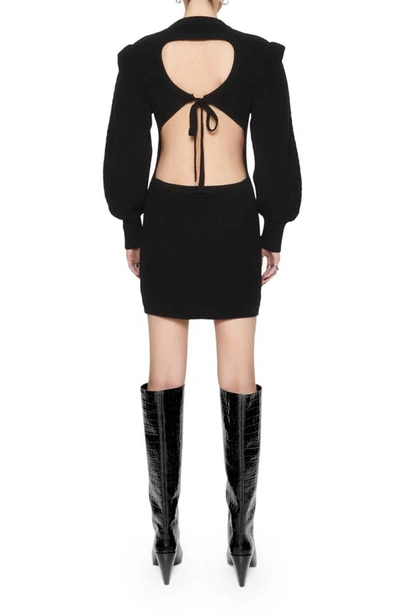 Shop Rebecca Minkoff Daisy Long Sleeve Sweater Minidress In True Black