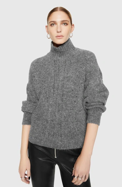 Shop Rebecca Minkoff Caroline Turtleneck Alpaca Blend Sweater In Heather Grey