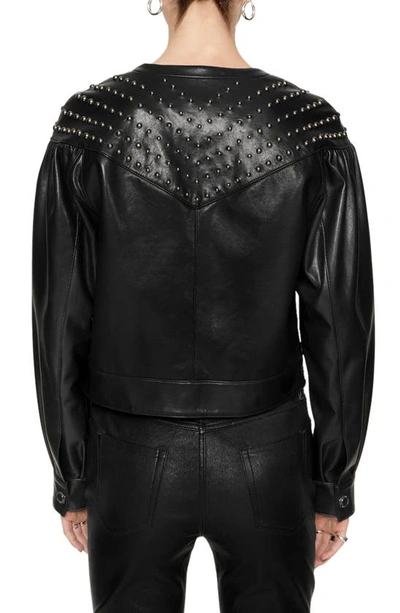 Shop Rebecca Minkoff Ozzy Studded Leather Jacket In True Black