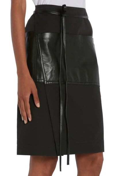 Shop Bottega Veneta Mixed Media Cotton Twill & Leather Wrap Skirt In Camping