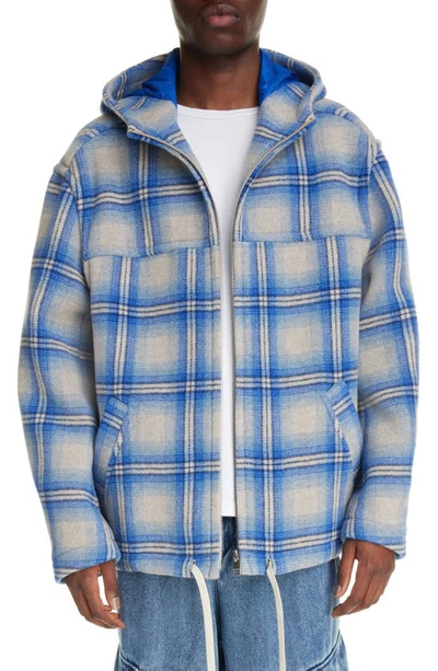 Shop Isabel Marant Kurt Plaid Hooded Jacket In Blue