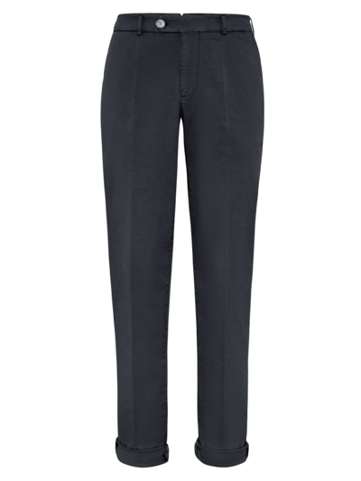 Shop Brunello Cucinelli Men's Garment Dyed Italian Fit Trousers In Anthracite