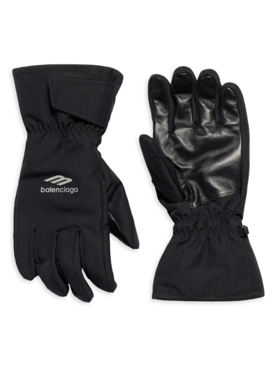 Shop Balenciaga Men's Skiwear-3b Sports Icon Ski Gloves In Black