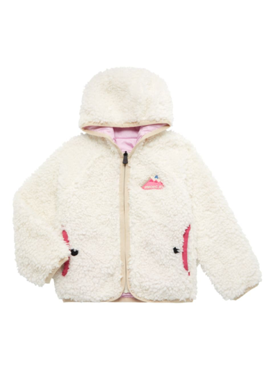 Shop Moncler Little Girl's & Girl's Sherpa Ski Jacket In White