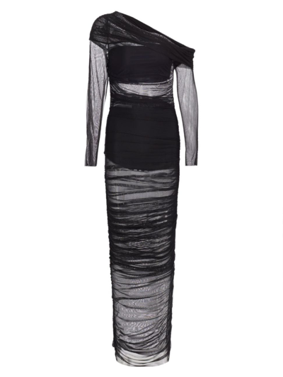 Shop The Sei Women's Asymmetrical Long-sleeve Maxi Dress In Black