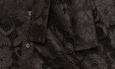 Shop Buxom Couture Floral Tie Belt Lace Midi Shirtdress In Black