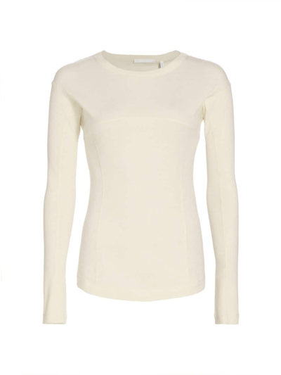 Shop Helmut Lang Women's Cotton-blend Long-sleeve Top In Ivory