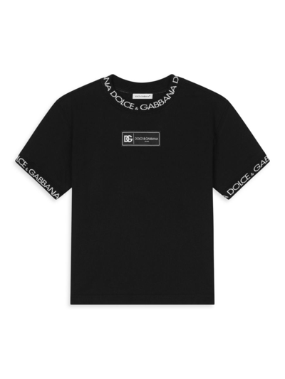 Shop Dolce & Gabbana Little Boy's & Boy's Logo Crewneck T-shirt In Black