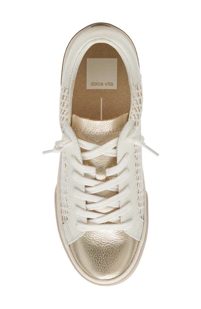 Shop Dolce Vita Zina Sneaker In Bone/ Gold Knit