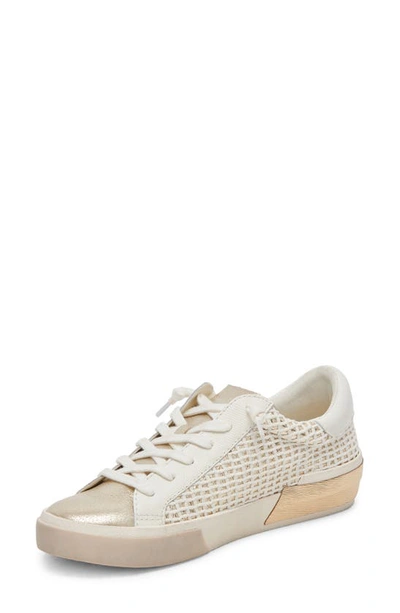 Shop Dolce Vita Zina Sneaker In Bone/ Gold Knit