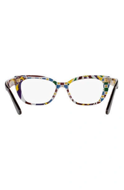 Shop Dolce & Gabbana 49mm Cat Eye Optical Glasses In Havana On White Barrow