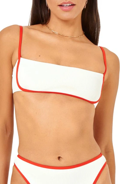 Shop L*space Hazel Ribbed Bikini Top In Cream/ Pimento