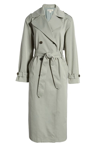 Shop Open Edit Belted Trench Coat In Green Halo