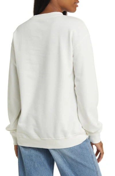 Shop Golden Hour Cherry Bow Cotton Blend Graphic Sweatshirt In Washed Marshmallow