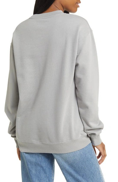 Shop Golden Hour New York City Hearts Club Cotton Blend Fleece Graphic Sweatshirt In Washed Formal Grey