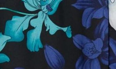 Shop Kobi Halperin Floral Print Ruffle Long Sleeve Dress In Iris Blue Multi