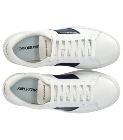 Shop Emporio Armani White And Blue Sneaker