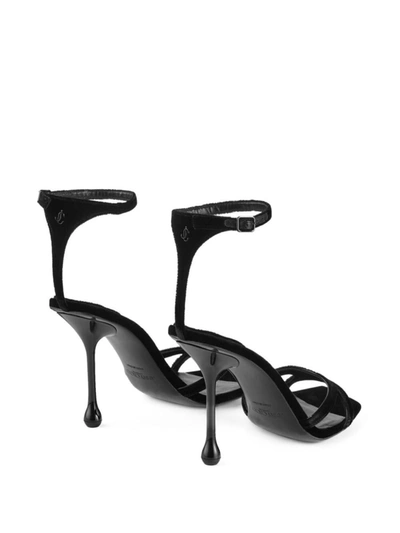 Shop Jimmy Choo Ixia Velvet Sandals 95mm In Black