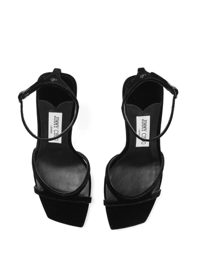 Shop Jimmy Choo Ixia Velvet Sandals 95mm In Black