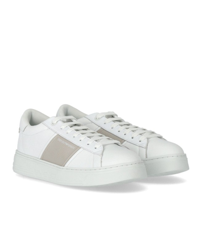 Shop Emporio Armani White And Beige Sneaker