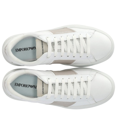Shop Emporio Armani White And Beige Sneaker