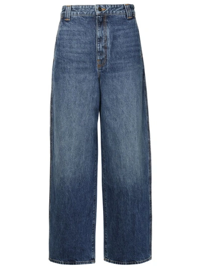 Shop Khaite Bacall Blue Cotton Jeans