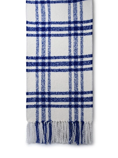 Shop Burberry White Wool Scarf In Blue