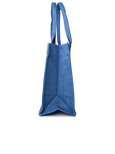 Shop Ganni Easy' Shopping Bag In Blue Recycled Cotton