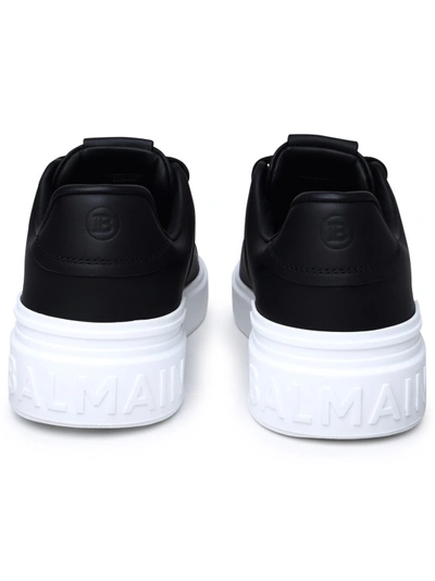 Shop Balmain Black Leather Sneakers
