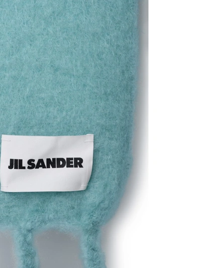 Shop Jil Sander Teal Wool Blend Scarf In Blue