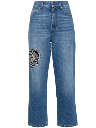 Shop Stella Mccartney Crystal-embellished Jeans In Mid Blue Vintage
