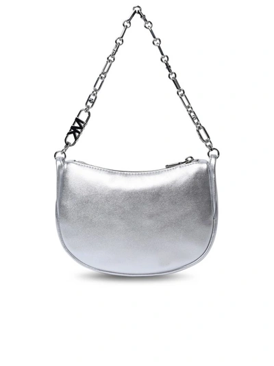 Shop Michael Michael Kors Kendall Clutch Bag In Silver Leather In Grey