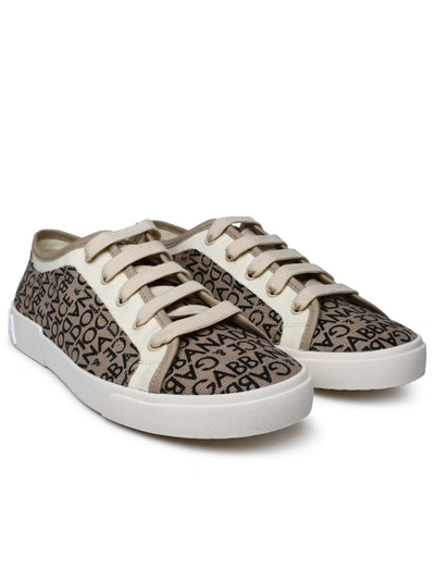 Shop Dolce & Gabbana Beige Fabric Sneakers In Pink