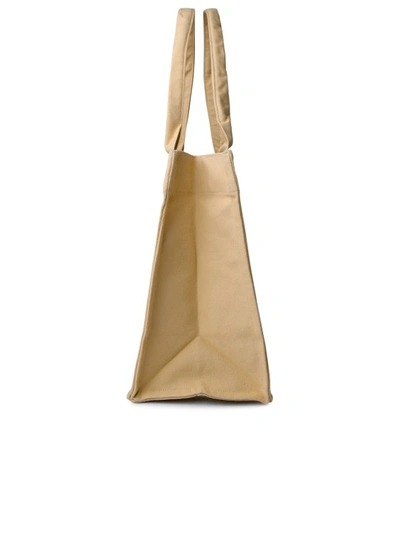 Shop Ganni Easy' Cream Recycled Cotton Shopping Bag In Neutrals
