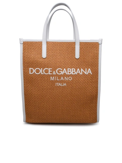 Shop Dolce & Gabbana Two-tone Leather Blend Bag In Brown