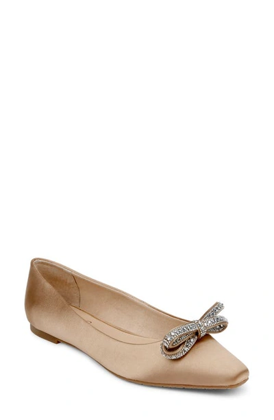 Shop Jewel Badgley Mischka Hesther Flat In Dark Nude