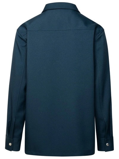Shop Jil Sander Blue Polyester Zip Shirt