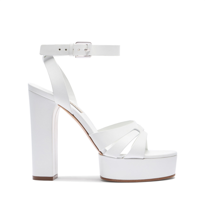 Shop Casadei Betty Leather Platform Sandals - Woman Platforms White 39
