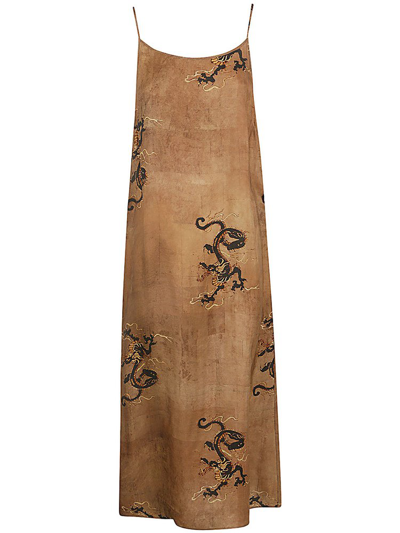 Shop Uma Wang Anaya Graphic Patterned Sleeveless Dress In Brown