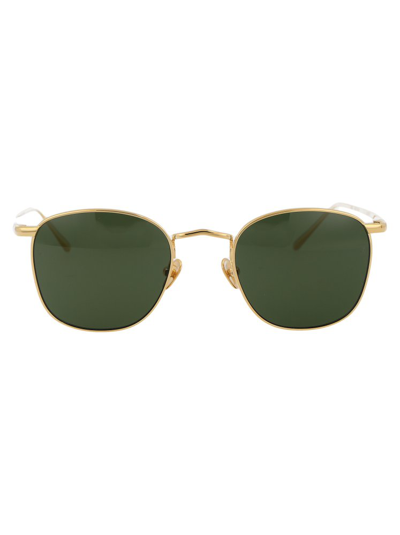 Shop Linda Farrow Simon Round Frame Sunglasses In Gold