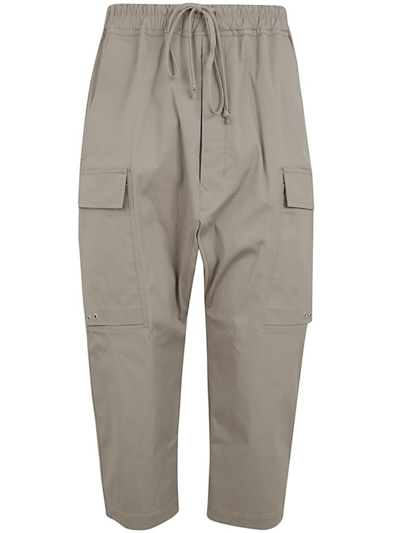 Shop Rick Owens Dropped Crotch Drawstring Cropped Pants In Grey