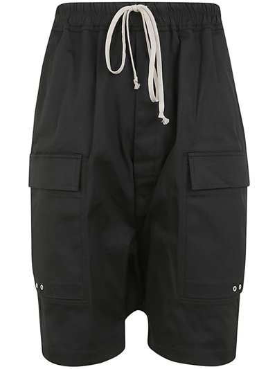 Shop Rick Owens Drawstring Cargo Pods Bermuda Shorts In Black