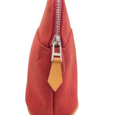Shop Hermes Hermès Bolide Red Canvas Clutch Bag ()