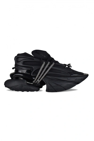 Balmain Neoprene And Leather Low-top Unicorn Sneakers In Black