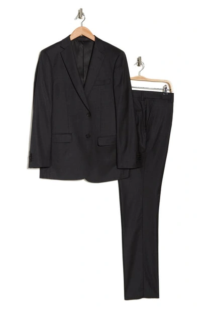 Cavalli Class Slim Fit Charcoal Solid Notch Lapel Wool Suit In Charcoal