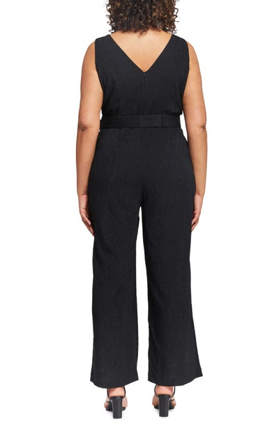 Shop Estelle Malo Crinkle Belted Jumpsuit In Black